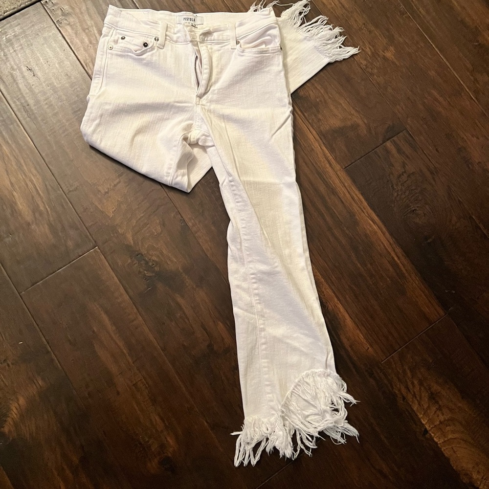 Pistola gray hem white denim